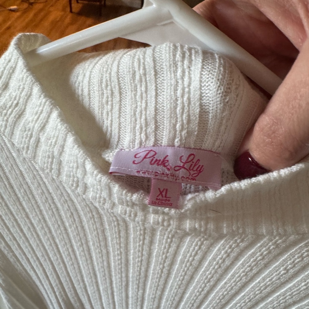 Pink Lily Cream Cowl Neck Sweater